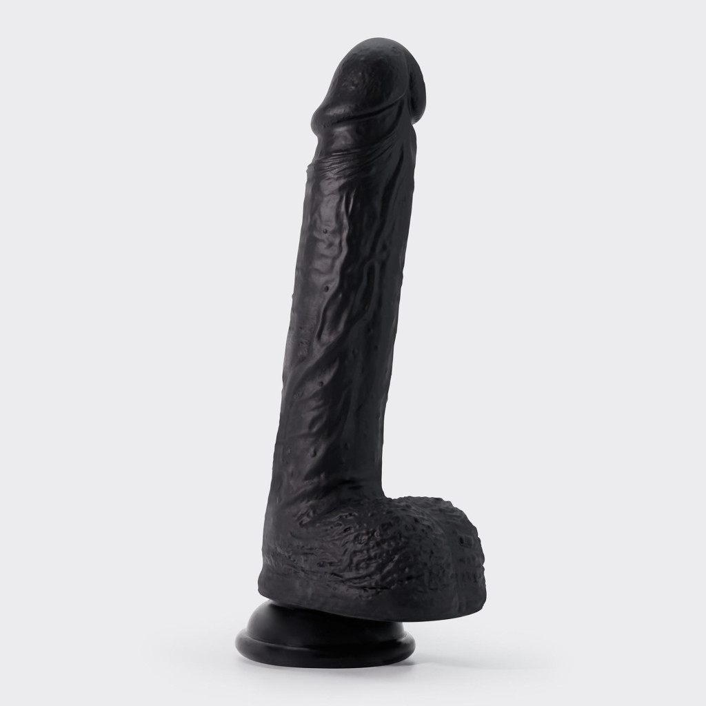 Crushious Dildó Erős tapadókorong, Rugalmas, Vízálló 22 cm fekete