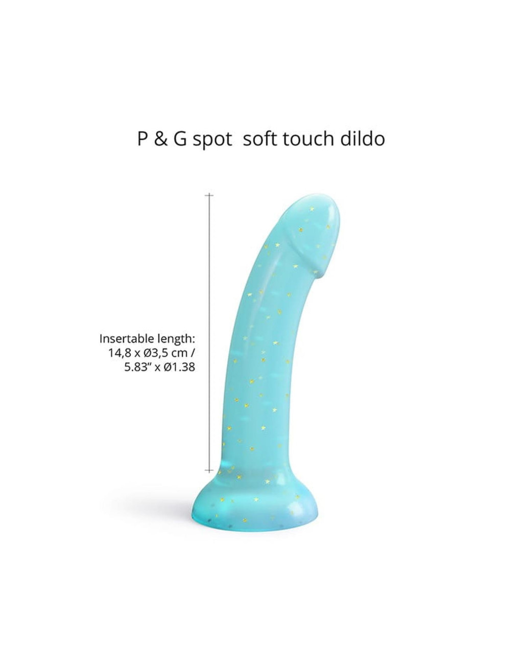 Dildolls Dildó Hajlított, tapadókorongos, vízálló 14 cm kék-arany csillagos - Image 3