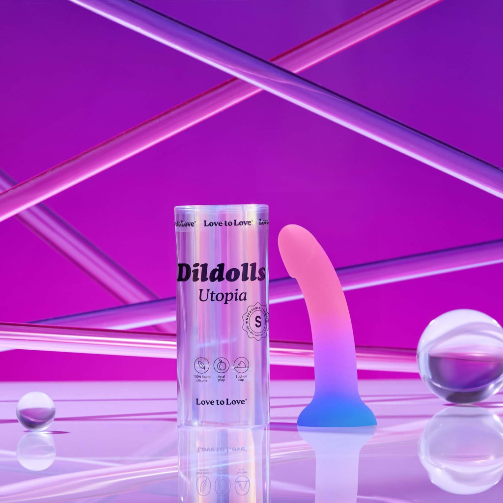 Dildolls Dildó Hajlított, Szilikon, Tapadókorongos M Méret Gradienst színben - Image 2