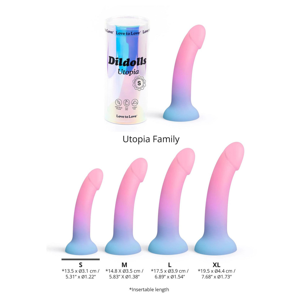 Dildolls Dildó Hajlított, Szilikon, Tapadókorongos M Méret Gradienst színben - Image 4