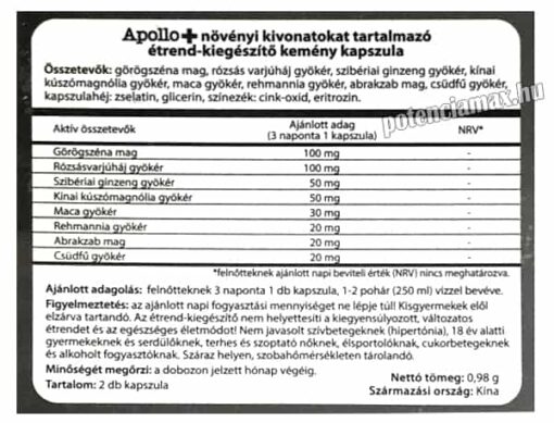 apollo + potencianövelő hátoldal